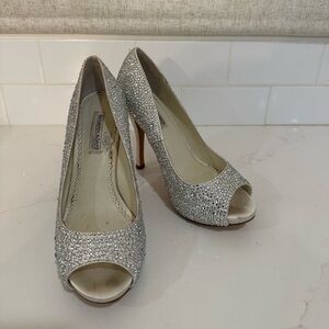 Dazzling Silver Peep-Toe Heels
